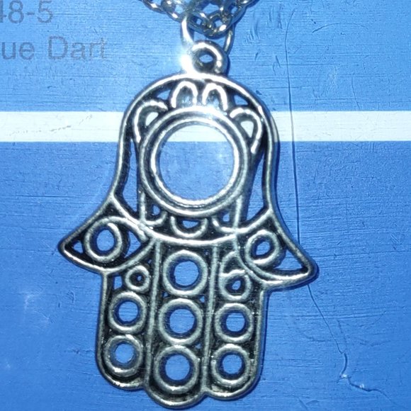 Rag Frog Revival Hamsa Hand pendant necklace 18" - Picture 4 of 4